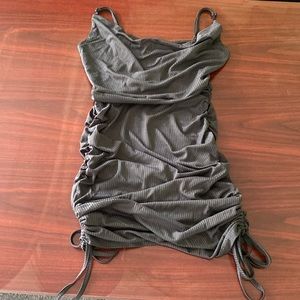 Ruched drawstring bodycon dress.